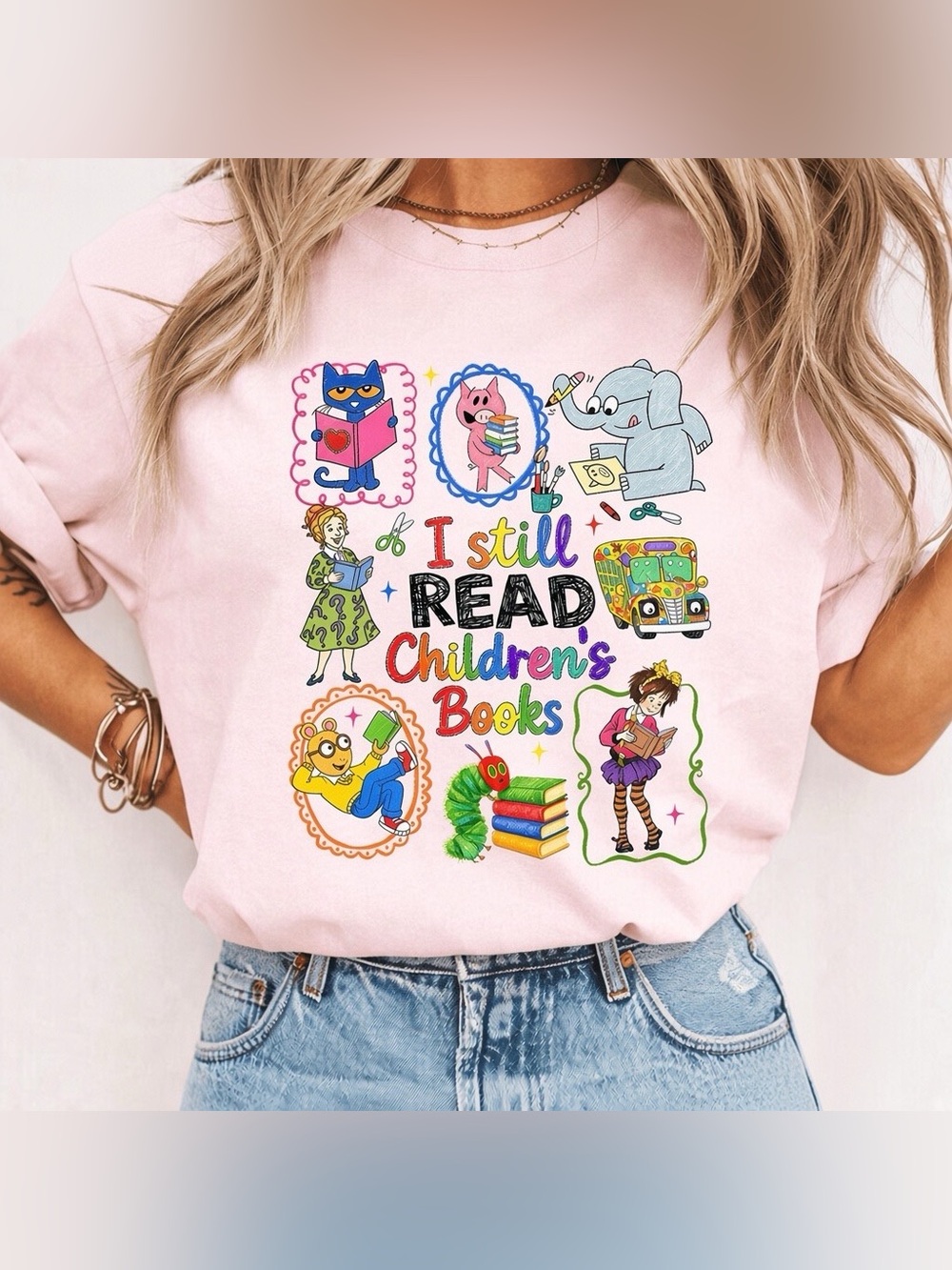 Children Character Affirmations Stamps Tee, Teacher Library Club Kindergarten